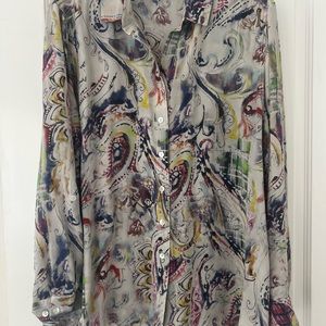 TIANELLO SILK Long Blouse Sz L. Great to wear over pants